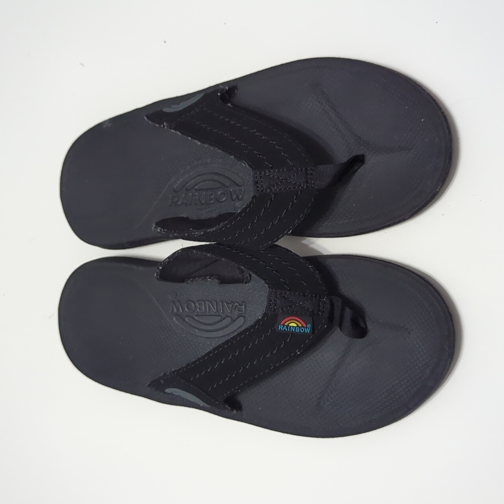 Rainbow Kids Black Flip Flops